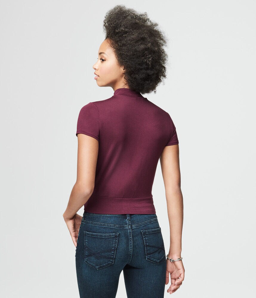 Wrap-Front Mock-Neck Top