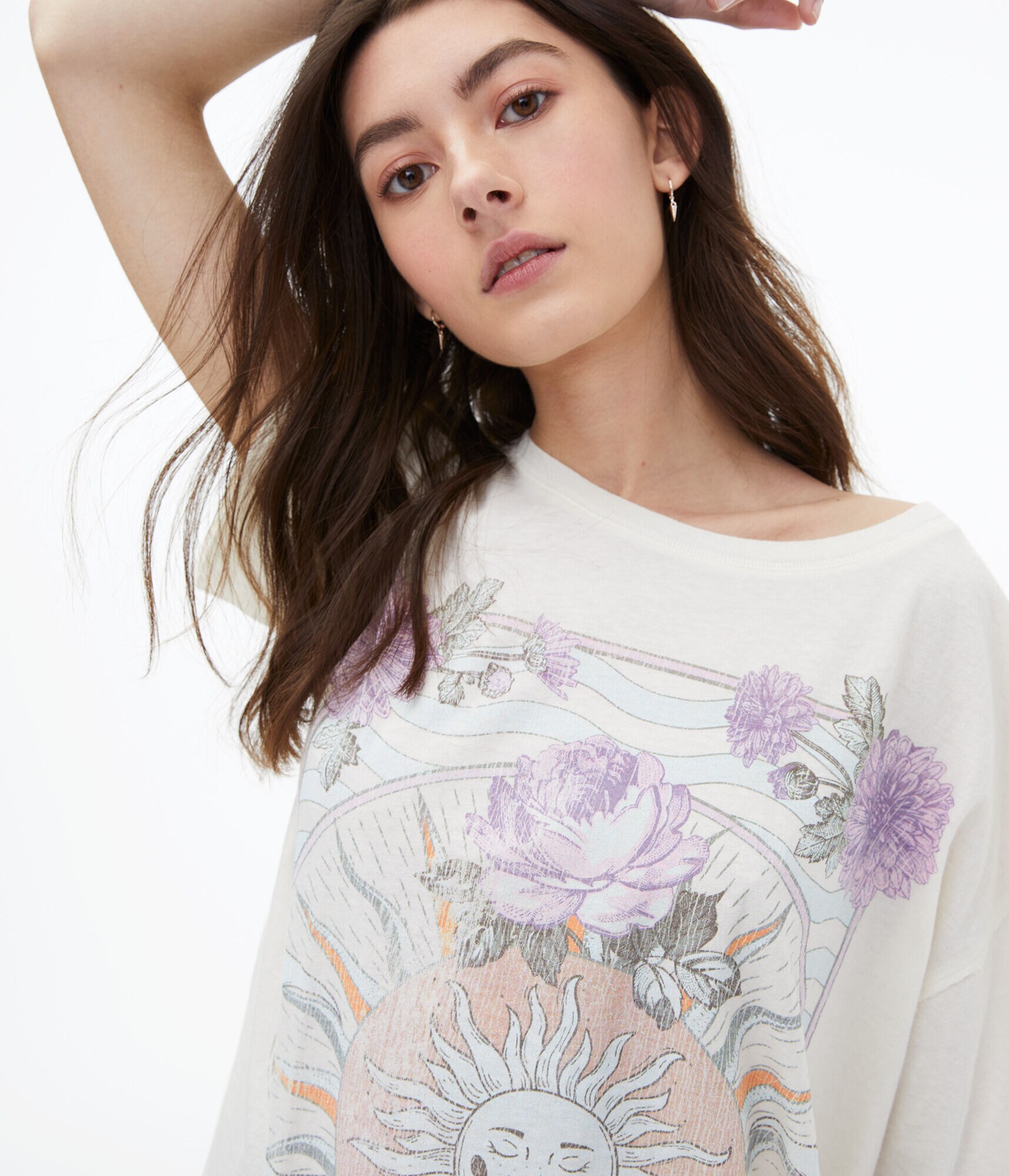 Sun &amp; Moon Floral Boyfriend Graphic Tee