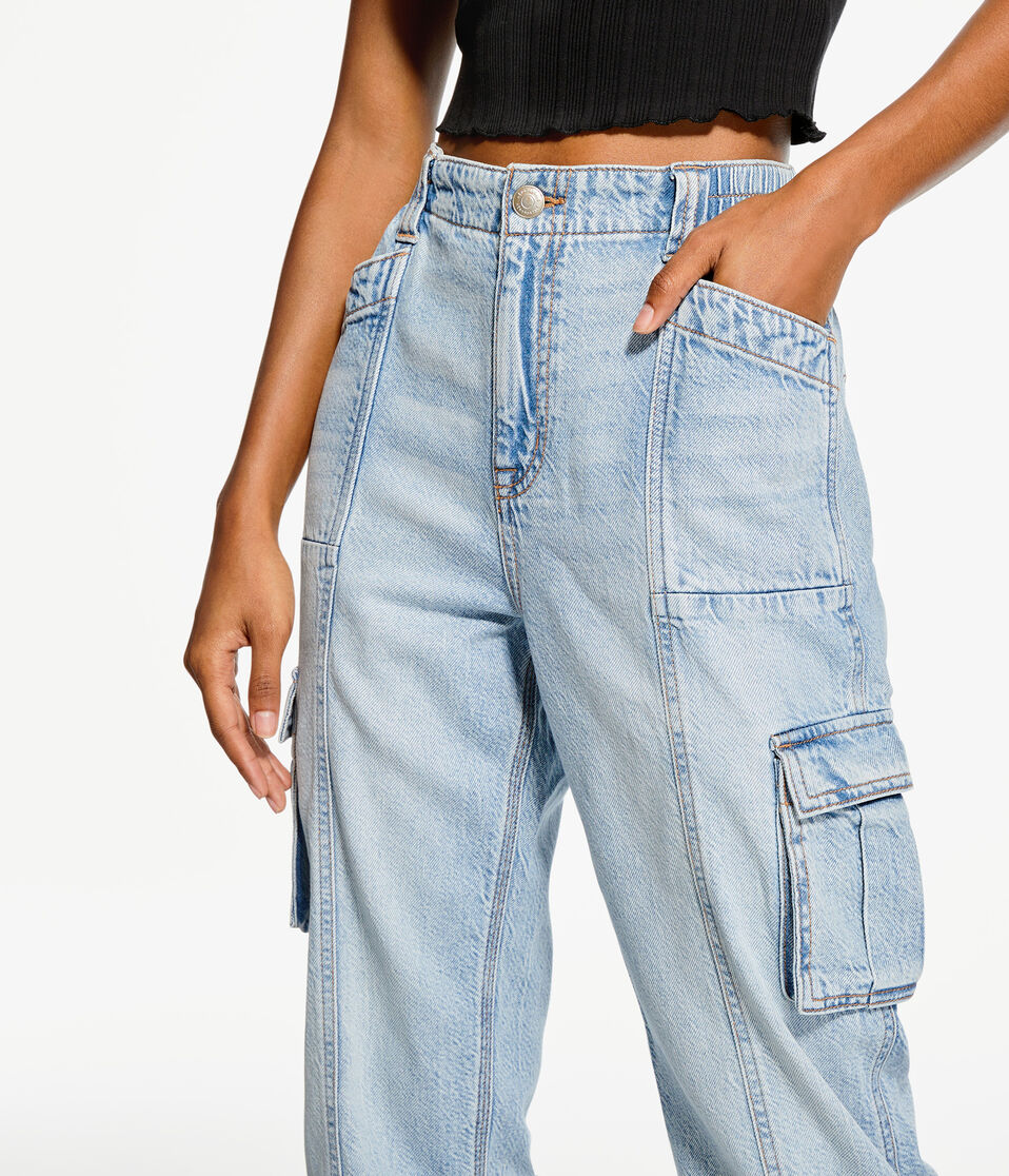 '90s Super High-Rise Baggy Denim Cargo Joggers