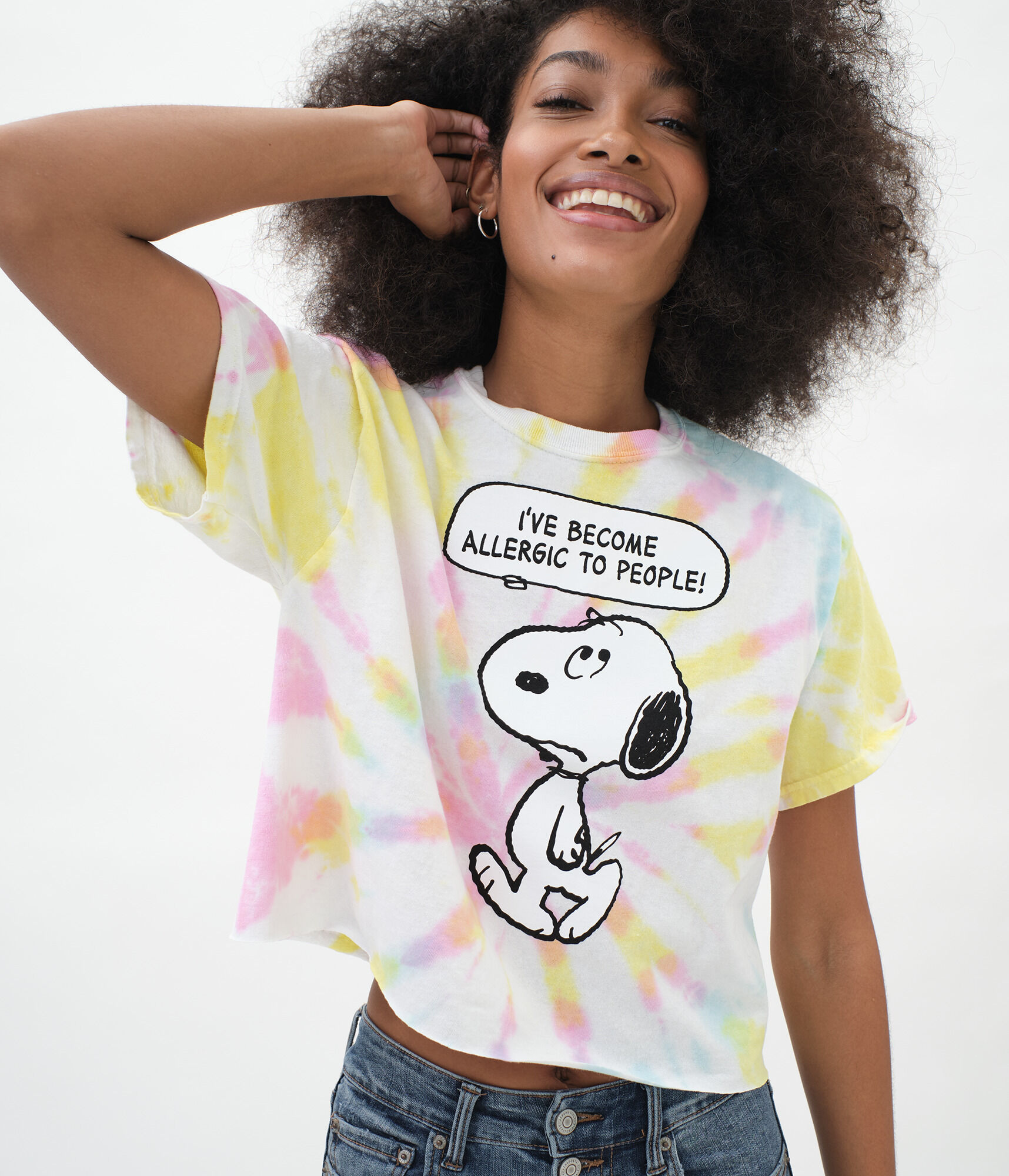 Snoopy Allergic To People Tie-Dye Graphic Tee***