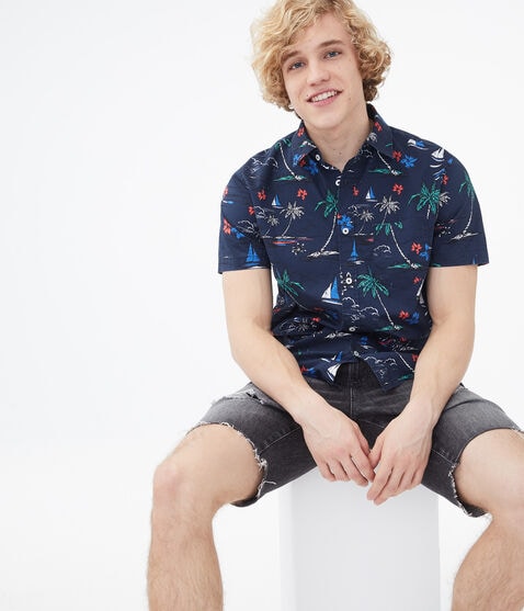 Tropical Sailboat Button-Down Shirt Tropical Sailboat Button-Down Shirt