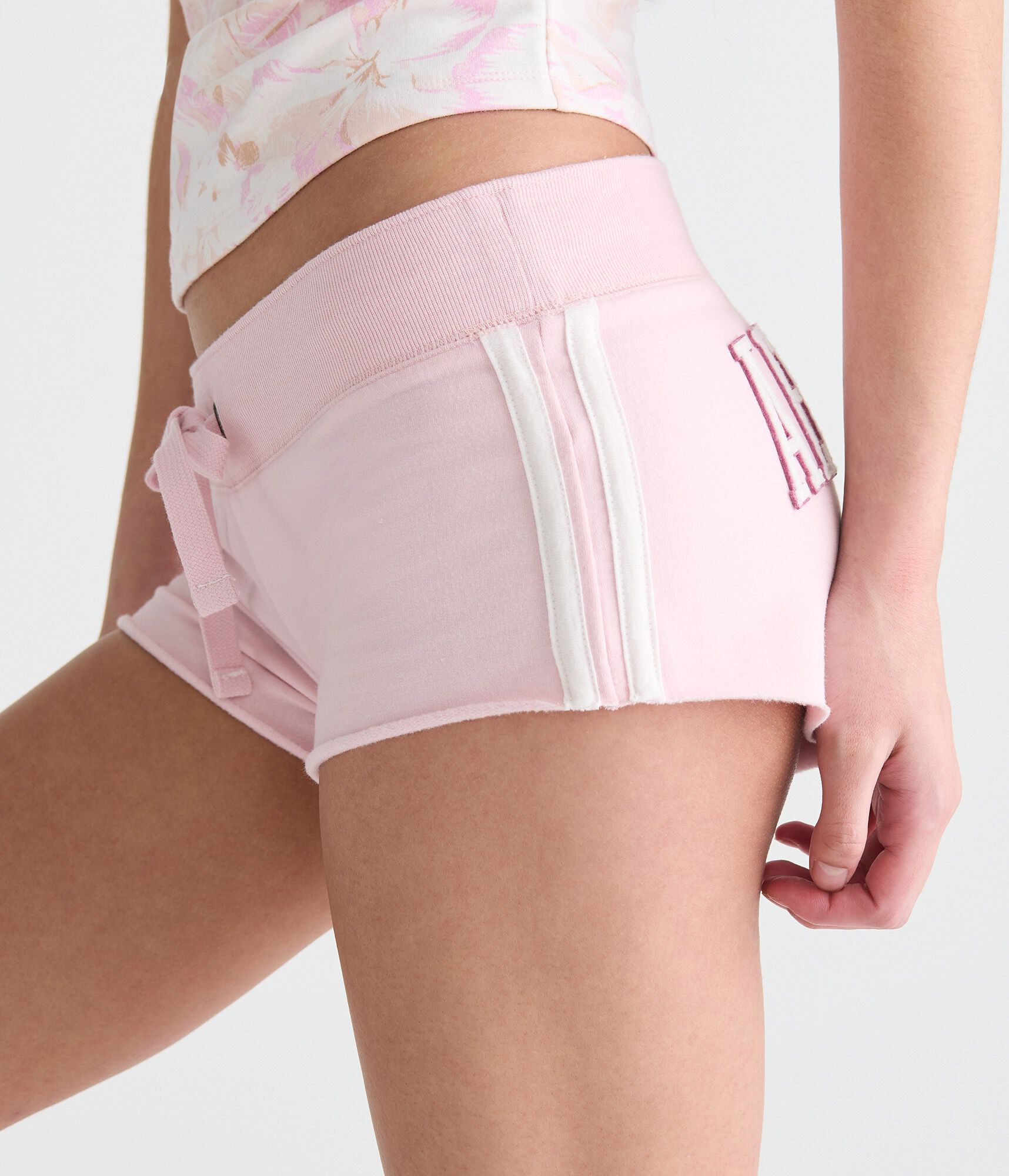 Aeropostale Striped Heritage Low-Rise Fleece Shorts