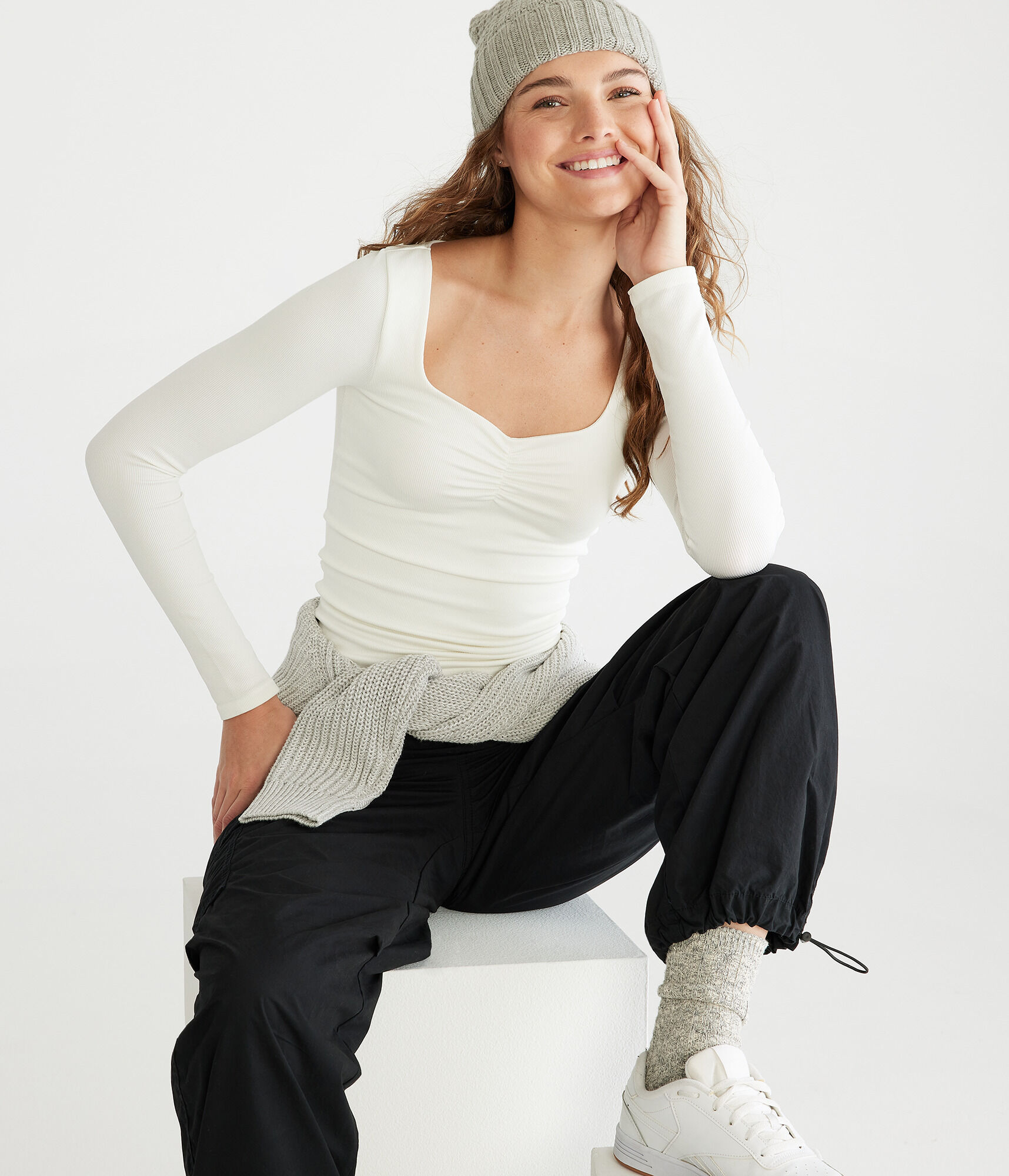 Long Sleeve Seriously Soft Sculpt Ruched Tee