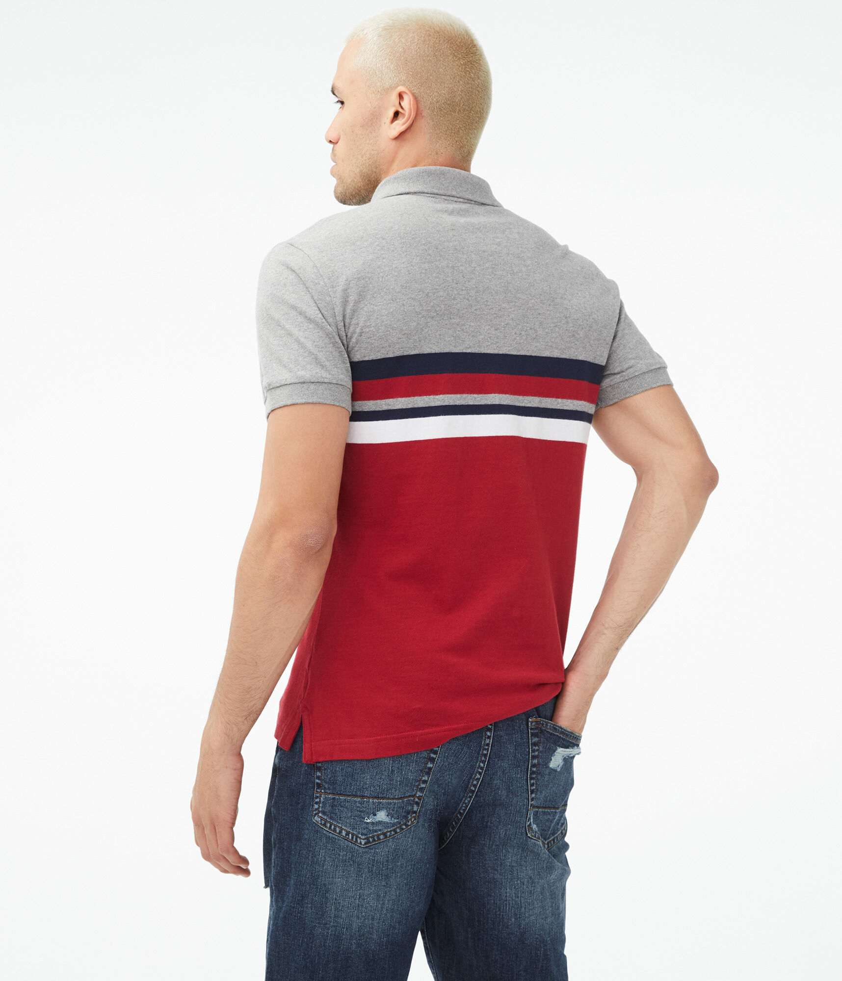 Colorblocked Stripe Jersey Polo