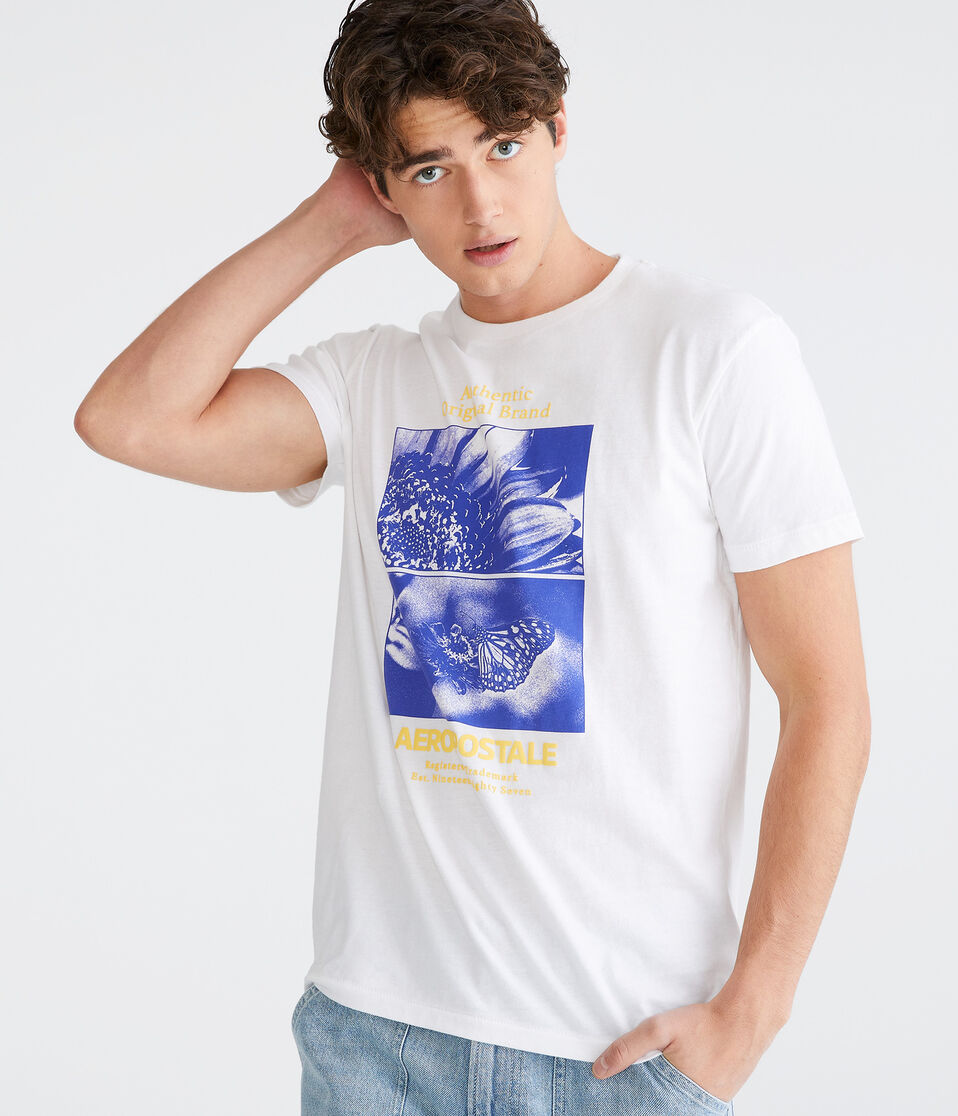 Aeropostale Floral Butterfly Graphic Tee