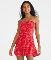 Floral Keyhole Strapless Romper