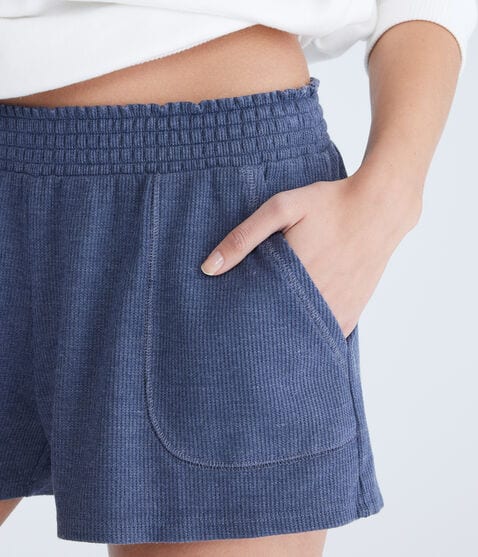Washed Mid-Rise Waffle Shorts