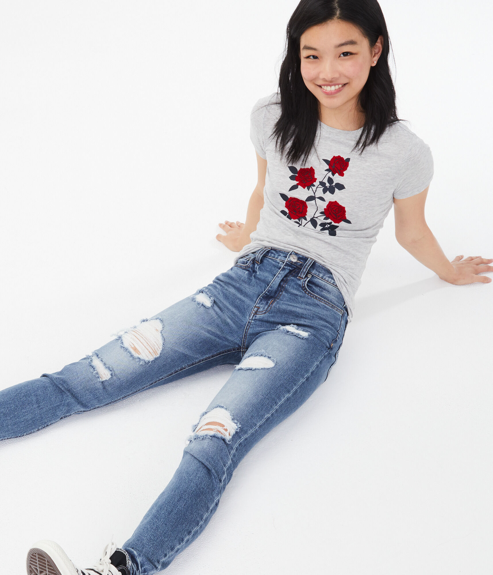 Flocked Roses Graphic Tee