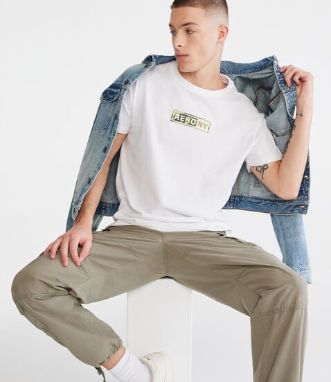 Aero NY Camo Box Logo Appliqué Graphic Tee Aero NY Camo Box Logo Appliqué Graphic Tee