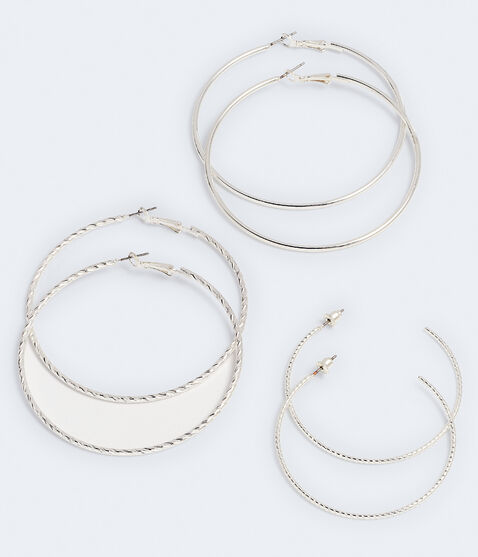 Textured Hoop Earring 3-Pack Textured Hoop Earring 3-Pack