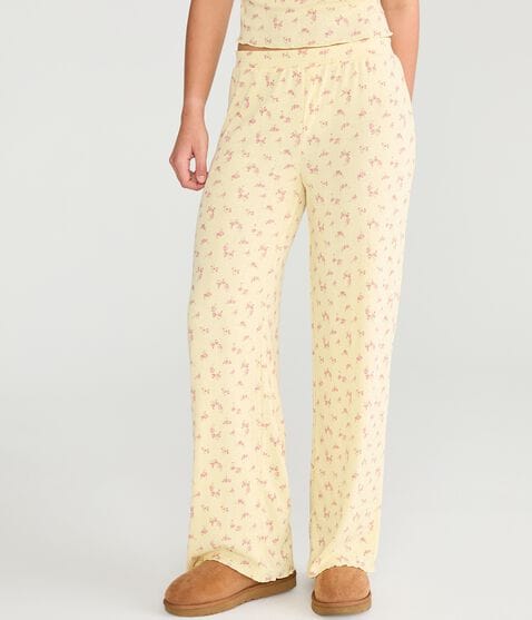 Floral Pointelle Straight Leg Sleep Pants Floral Pointelle Straight Leg Sleep Pants