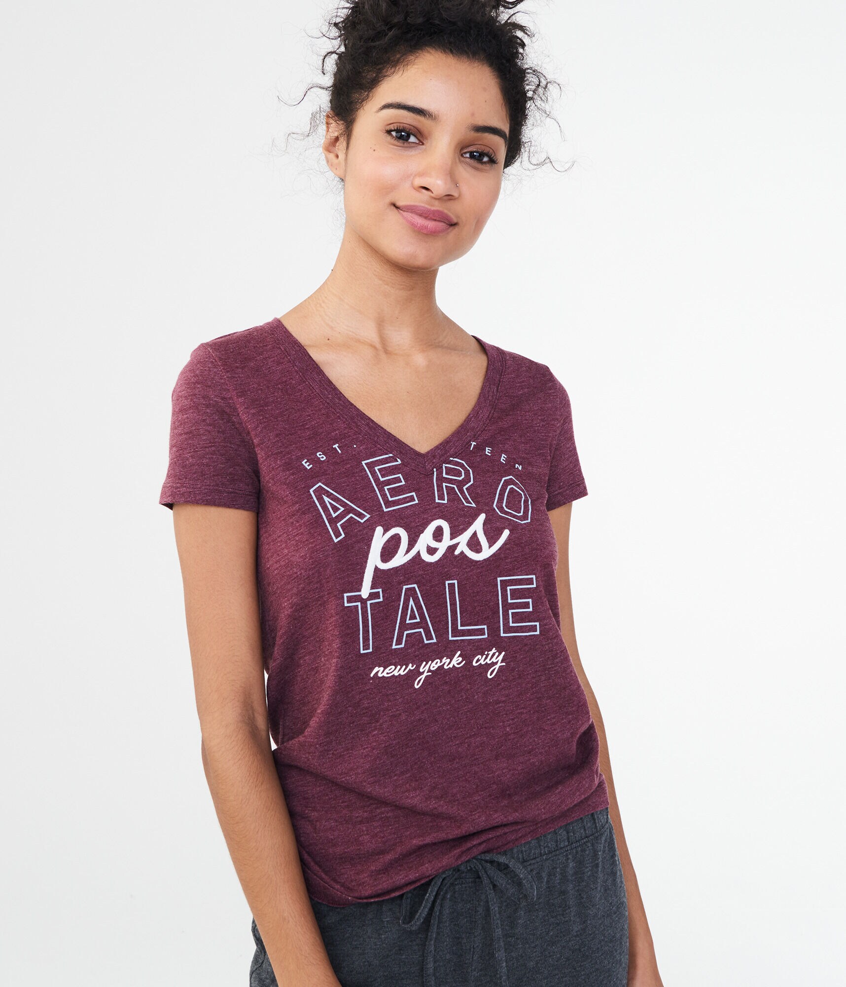 Aeropostale New York City V-Neck Graphic Tee