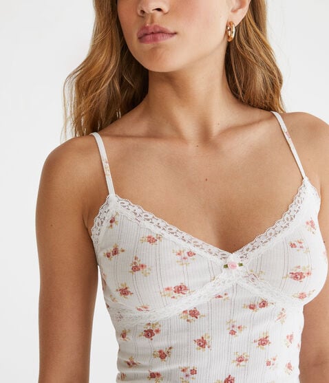 Floral Crossover Lace V-Neck Cami Floral Crossover Lace V-Neck Cami