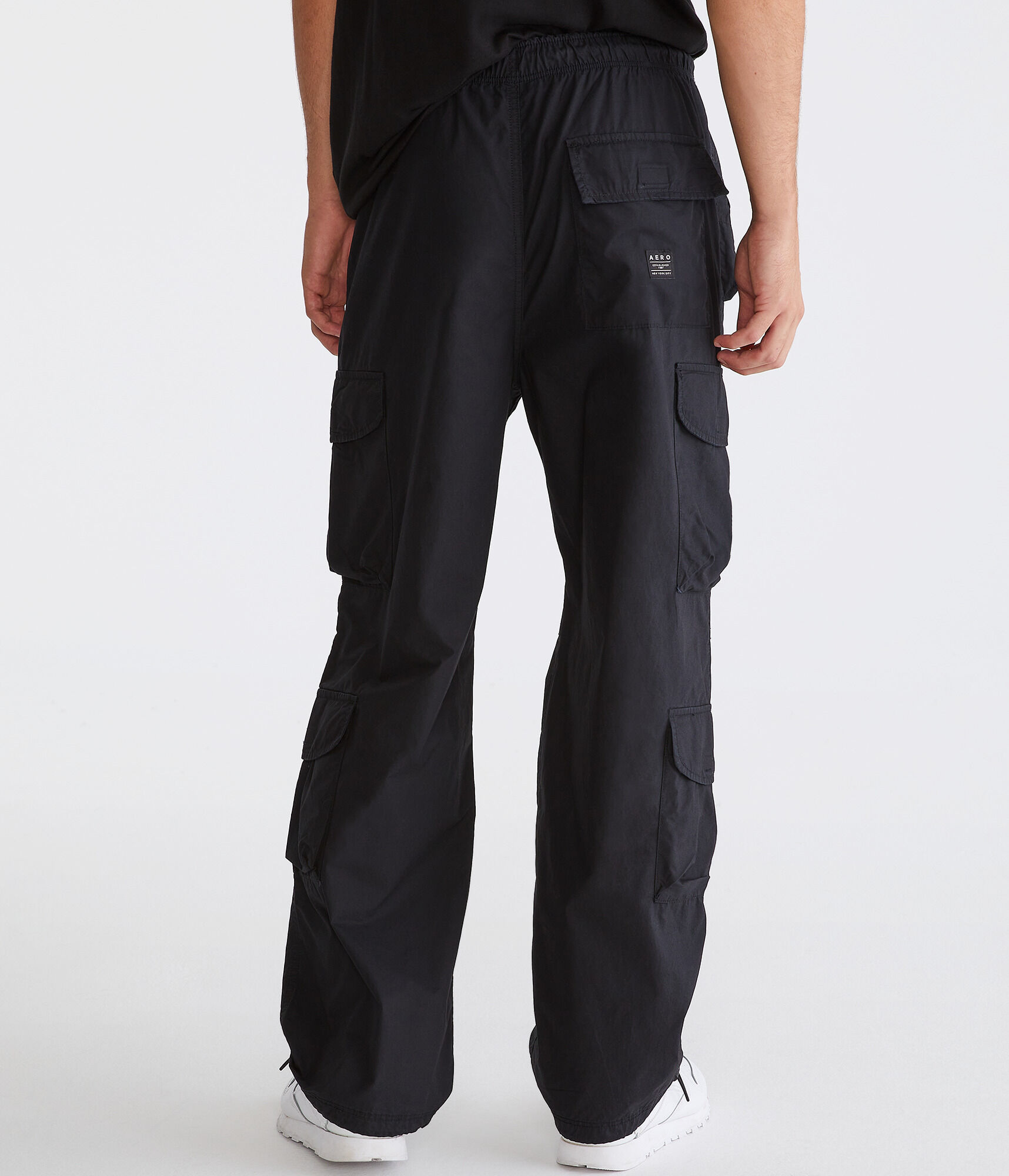 ATON Strech Woolly Nylon Parachute Cargo Pants - Black