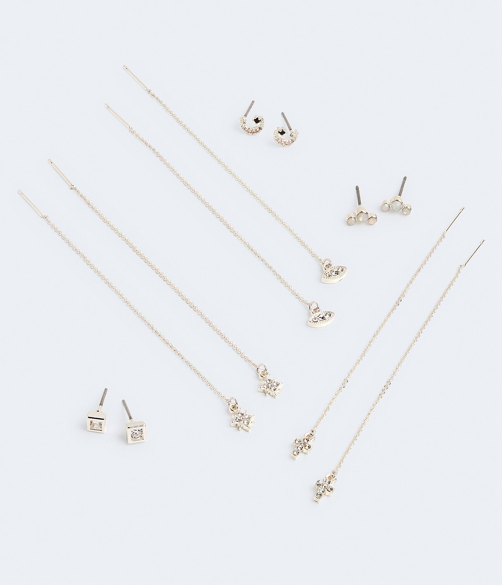 Cubic Zirconia Stud &amp; Threader Earring 6-Pack