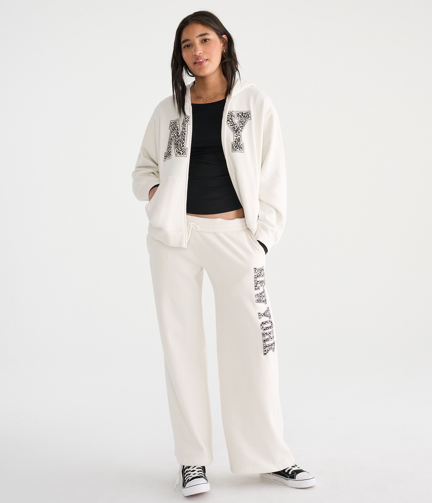 D&eacute;j&agrave; For Aero Leopard NY Oversized Full-Zip Hoodie