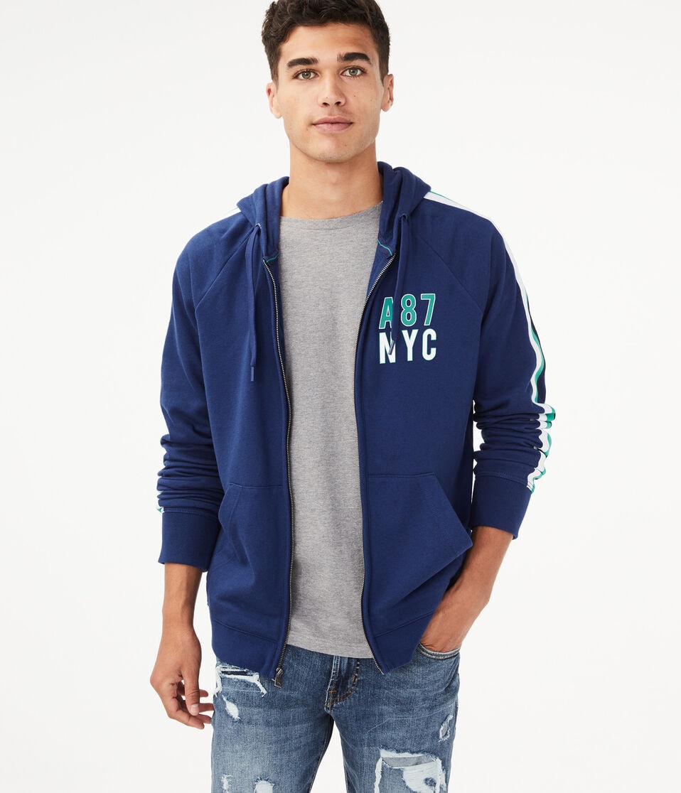 A87 Sleeve Stripe Full-Zip Hoodie***