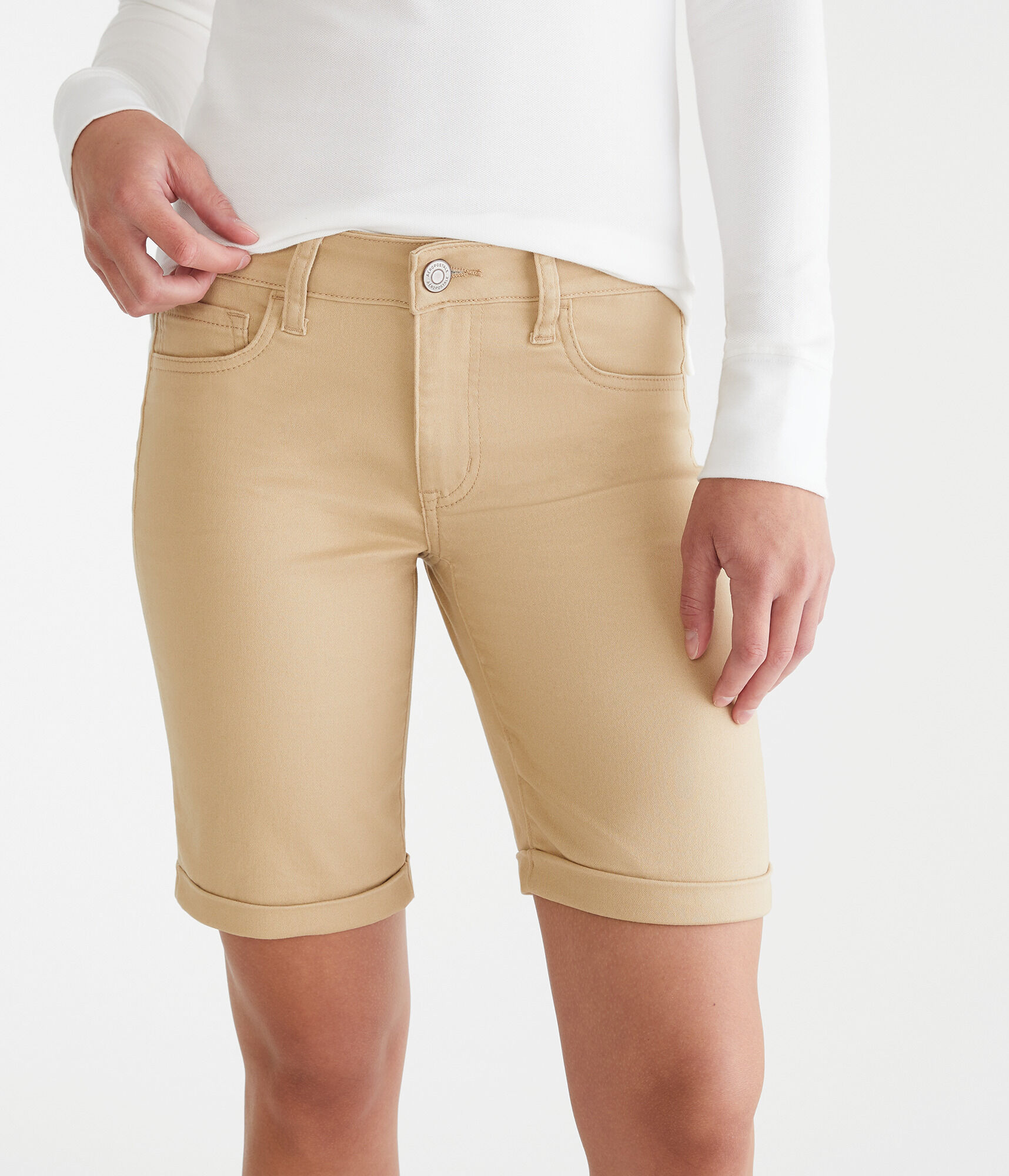 Mid-Rise Uniform Bermuda Shorts
