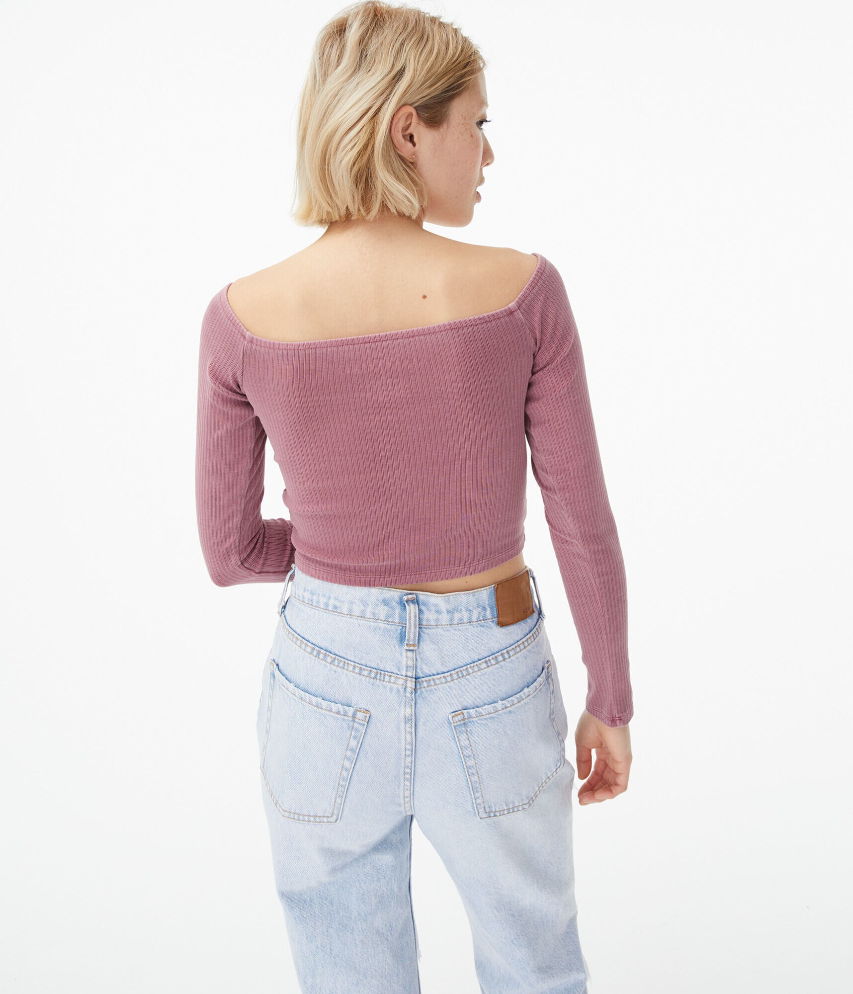 Long Sleeve Ruched-Front Crop Top***