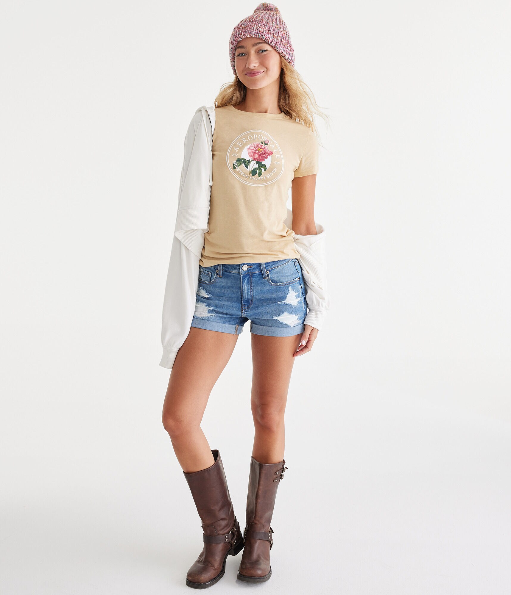 Aeropostale Floral Circle Graphic Tee