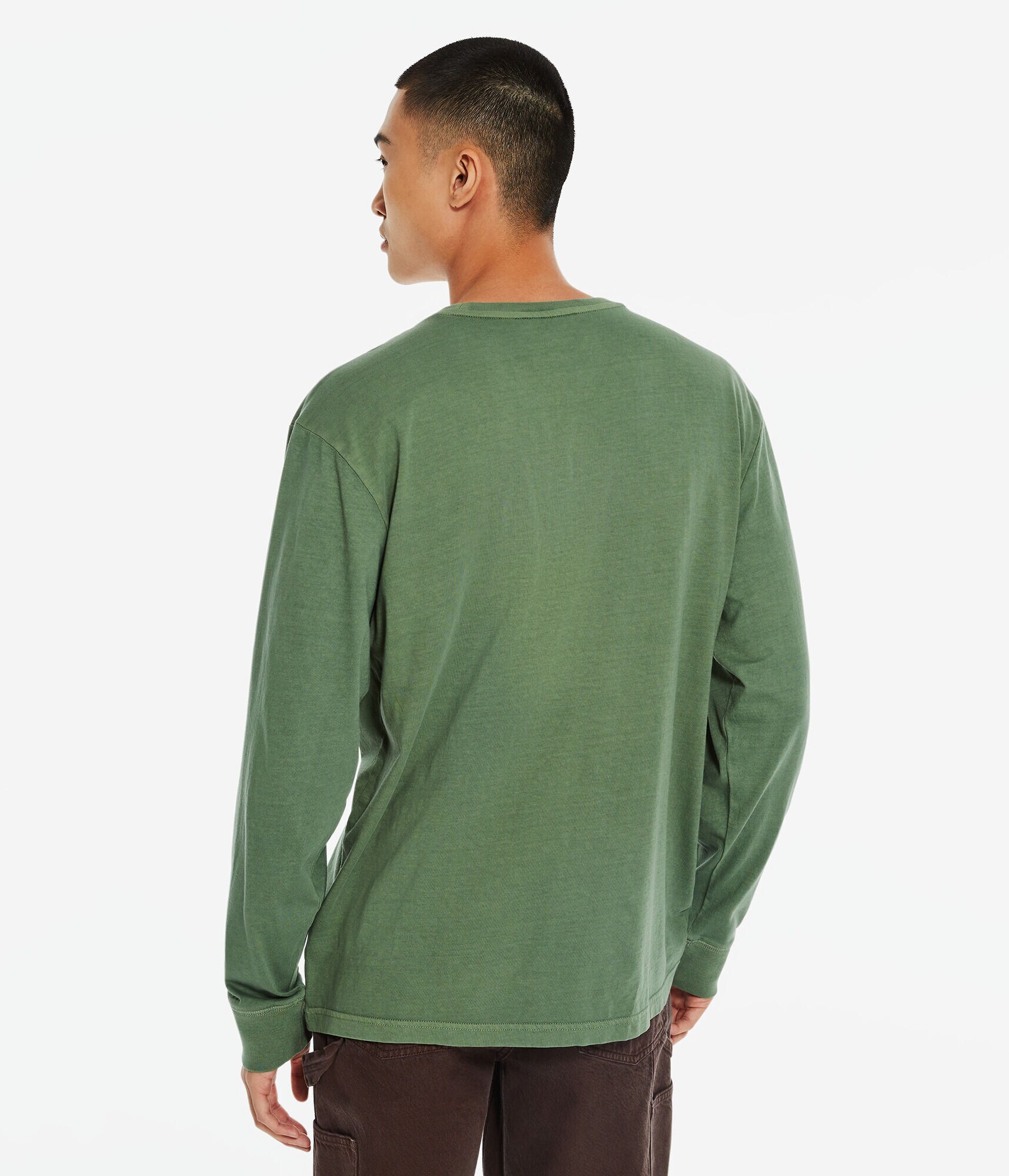 Long Sleeve Washed Pocket Crew Tee