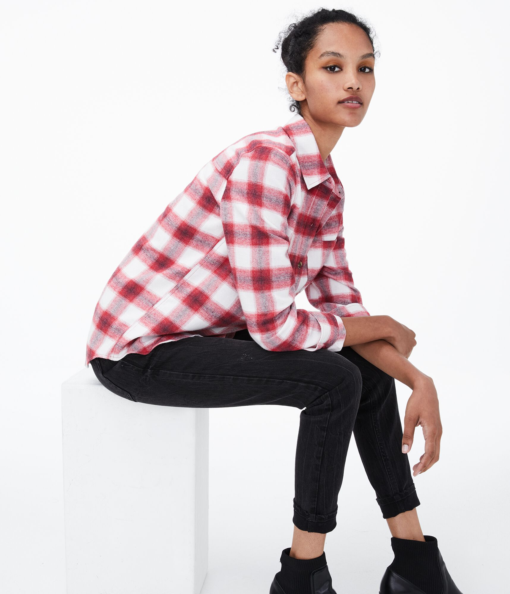 Long Sleeve Plaid Button-Down Shirt