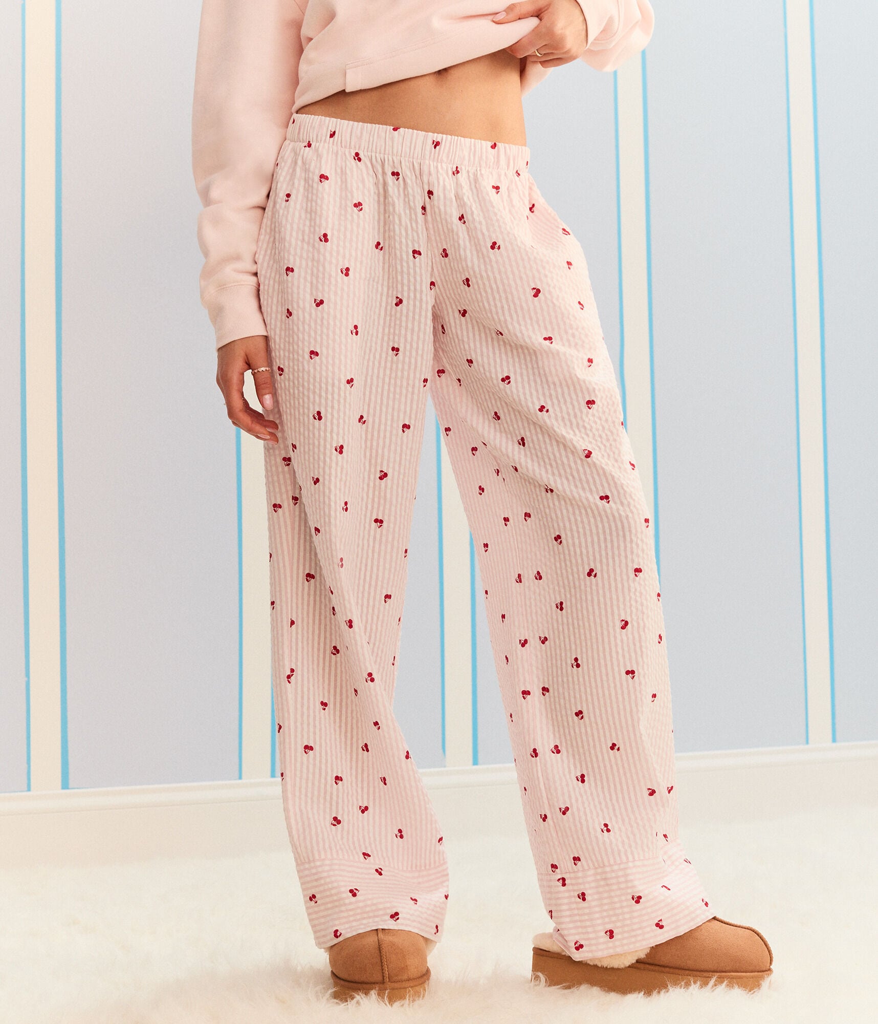 Demetra for Aero Striped Cherry Sleep Pants