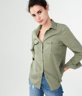 Long Sleeve Solid Utility Woven Shirt
