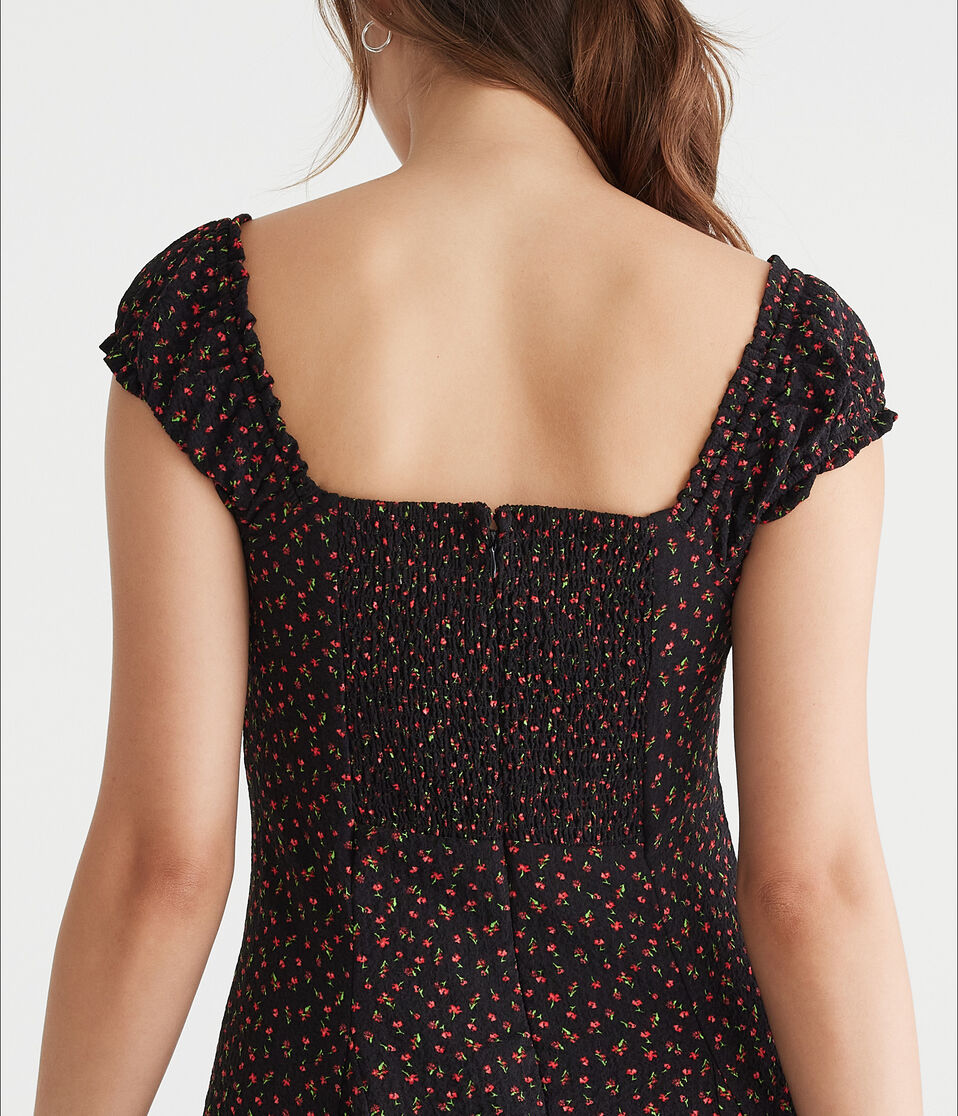 Floral Scoop-Neck A-Line Mini Dress