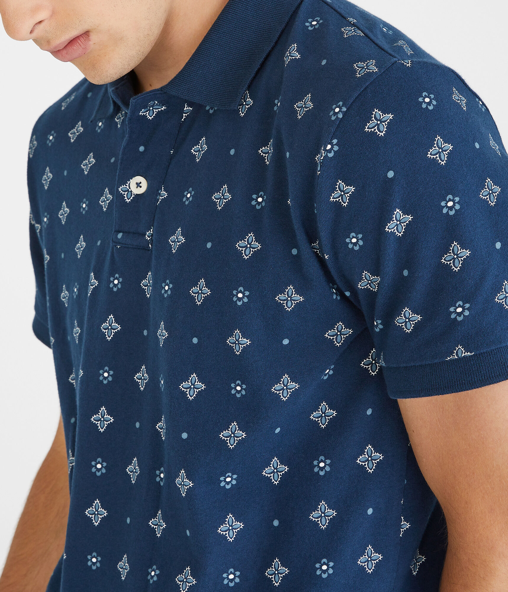 Geometric Print Jersey Polo