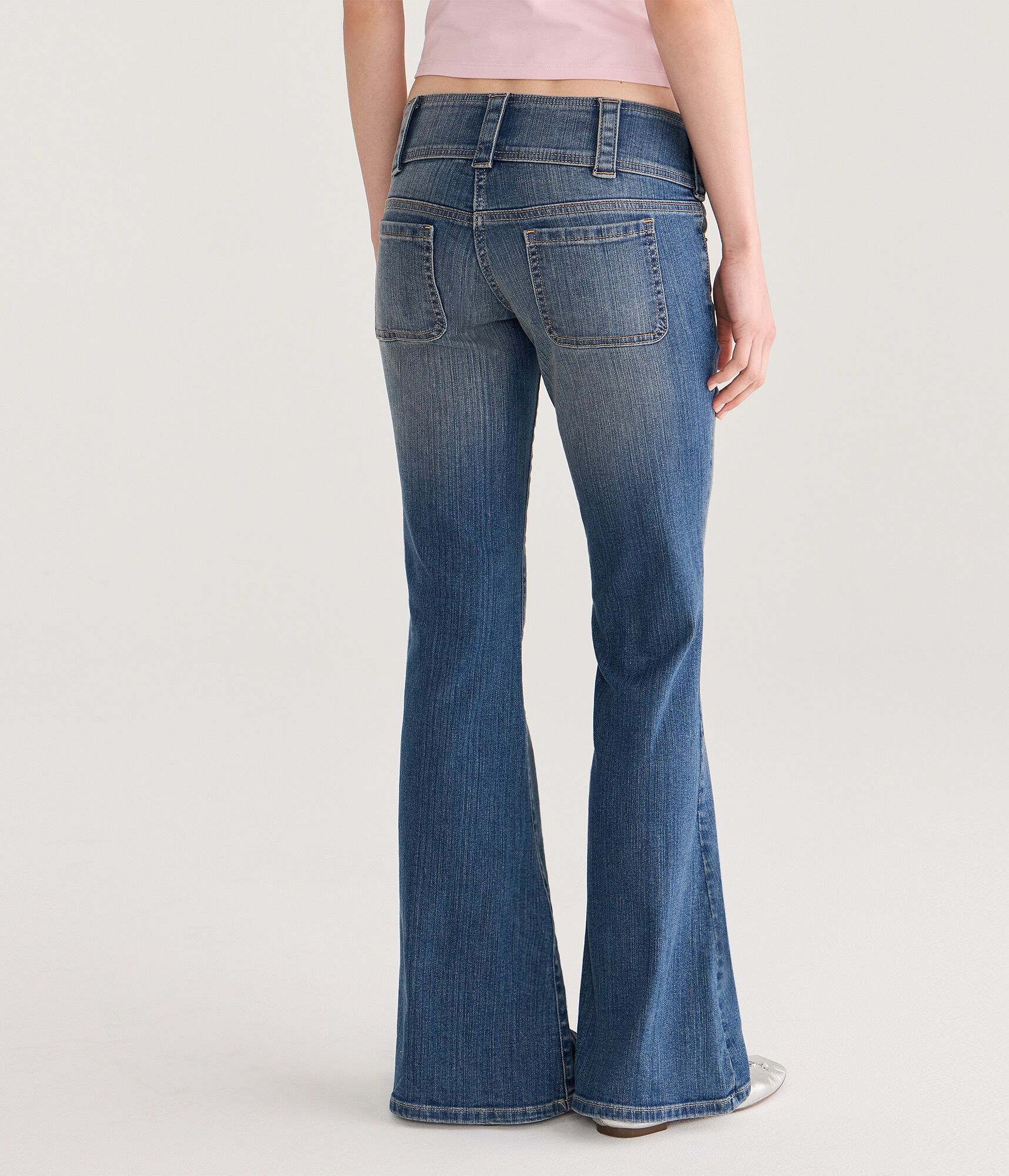 Low-Rise Flare Tab Waist Jean