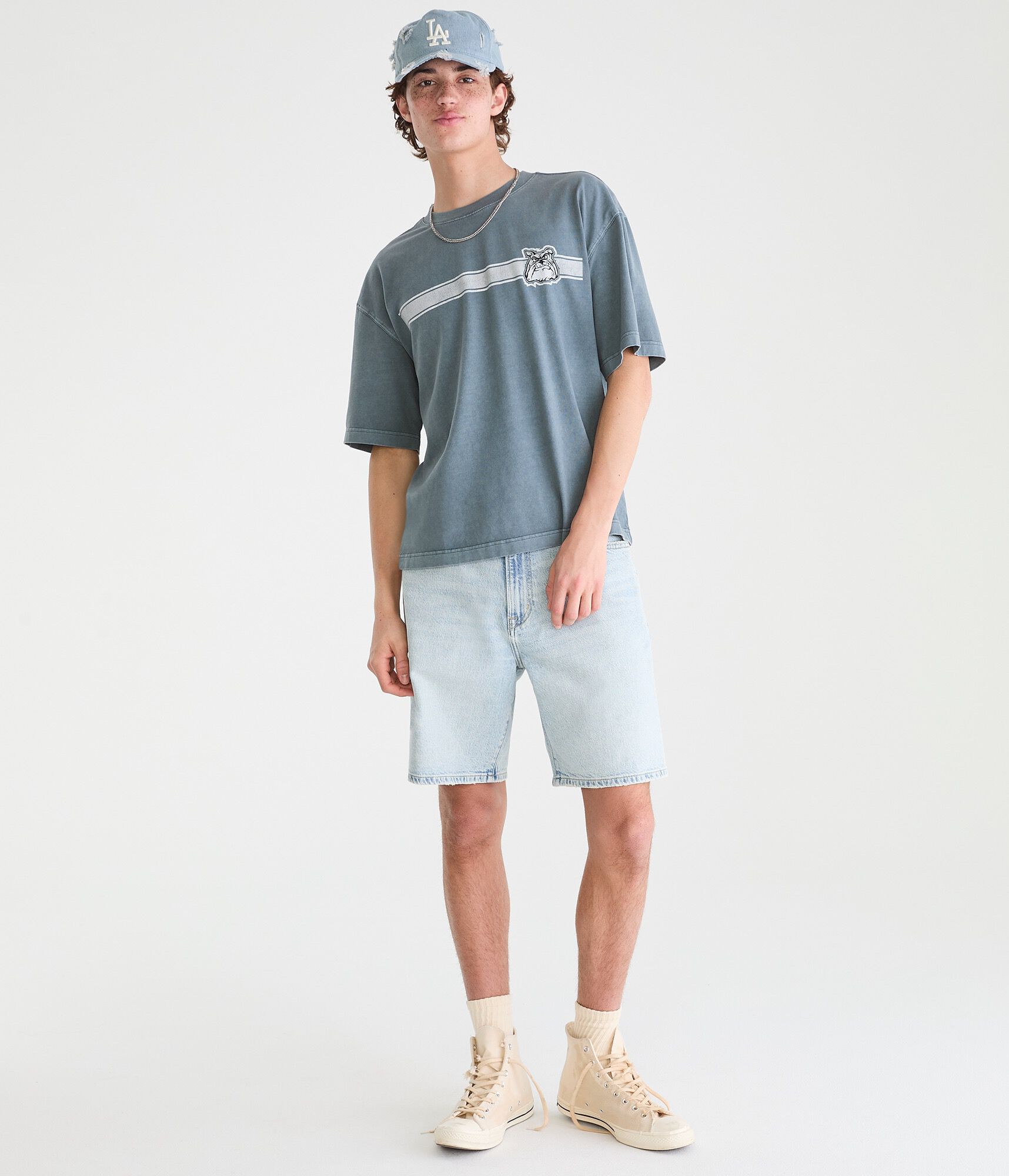Bulldog Stripe Washed Graphic Tee