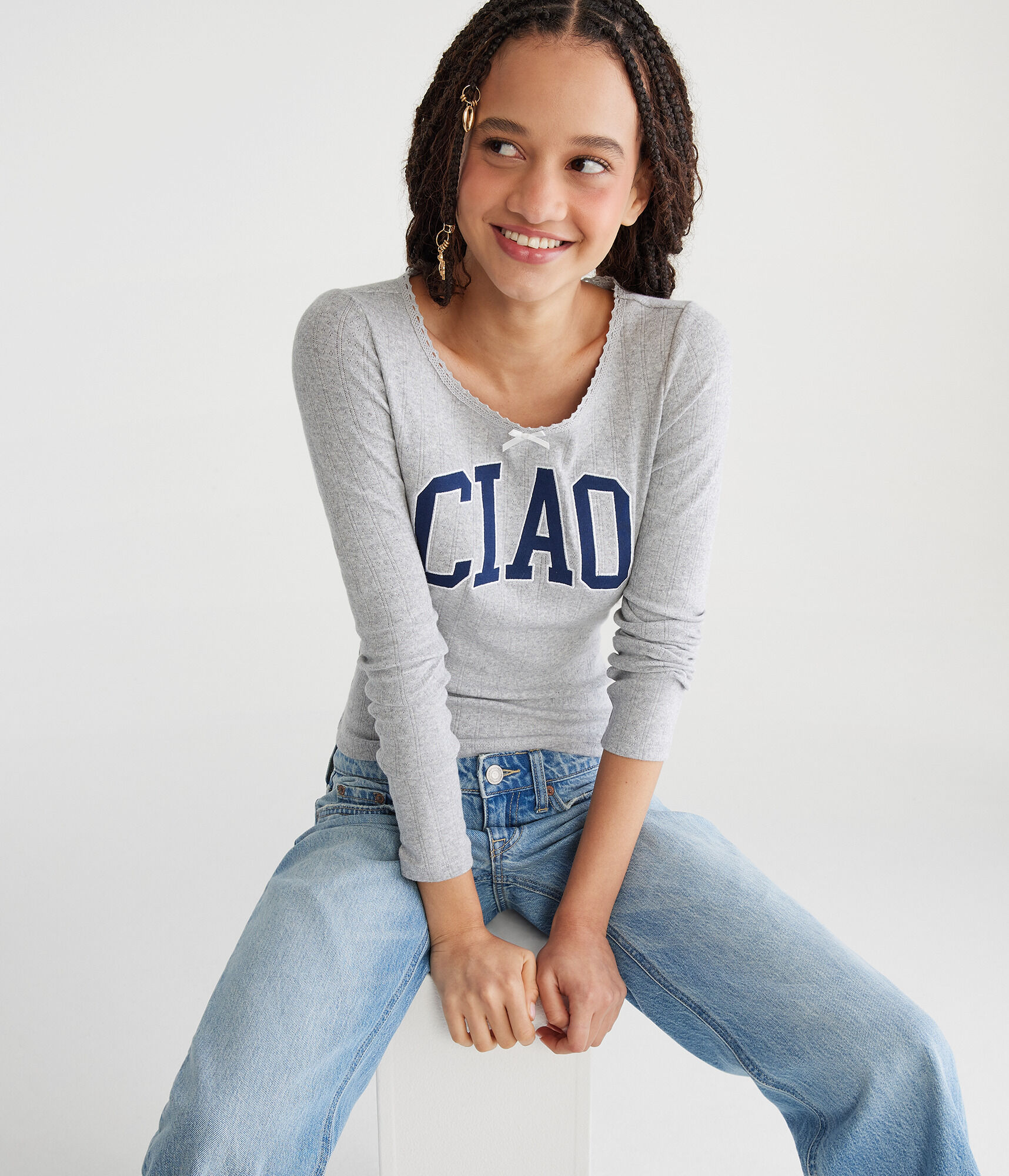 Long Sleeve Ciao Graphic Baby Tee