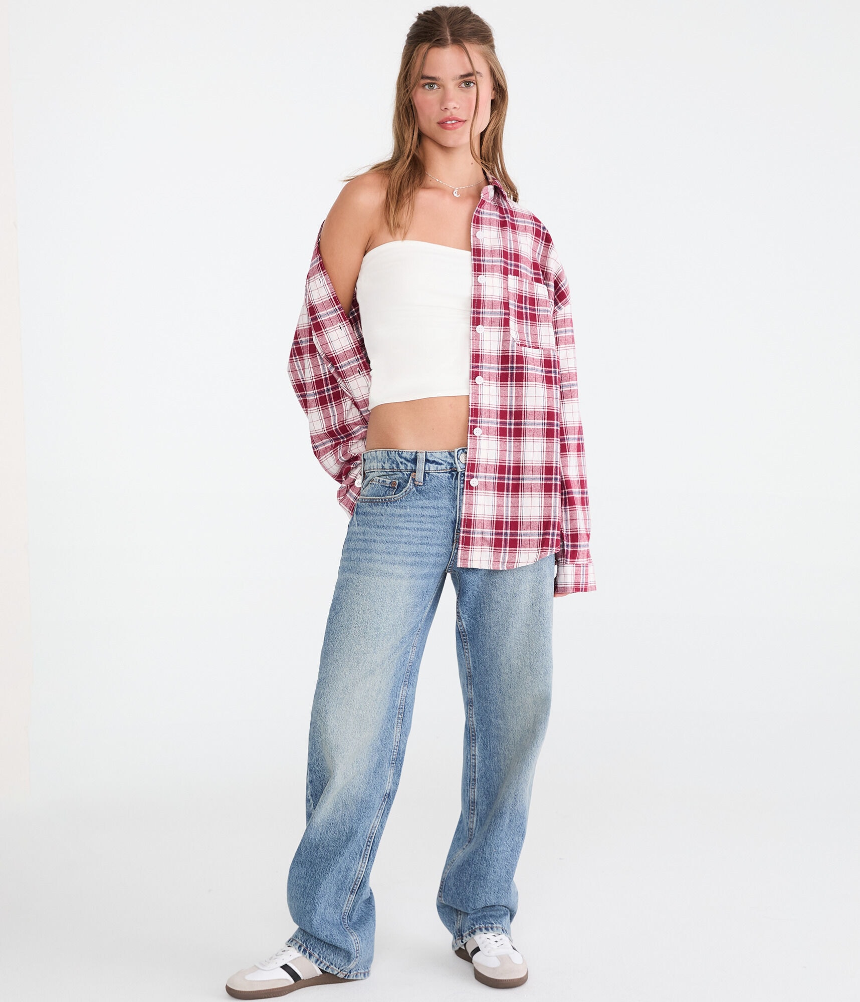 Long Sleeve Relaxed Plaid Shirt