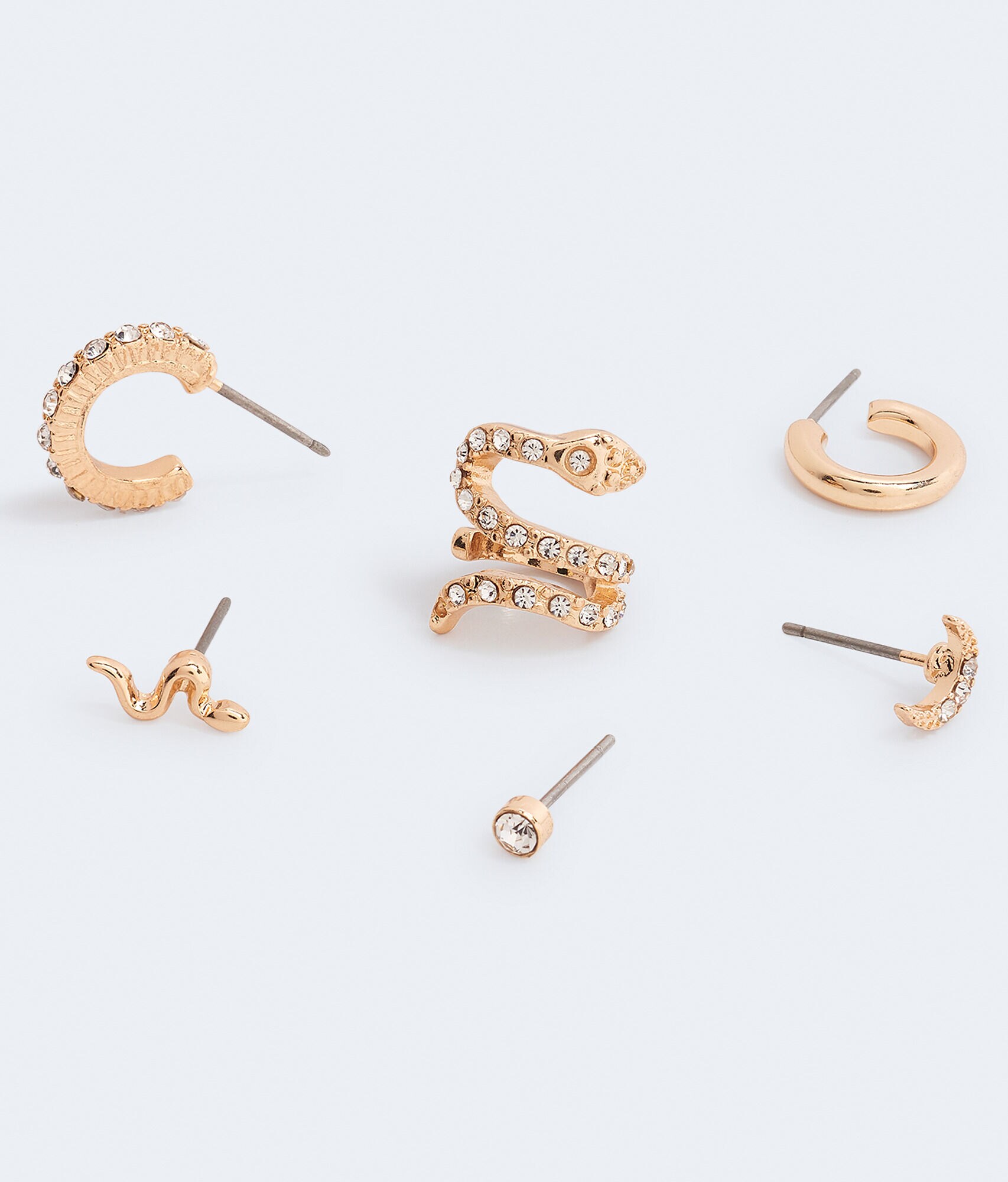 Rhinestone Snake Single Earring &amp; Cuff 6-Pack