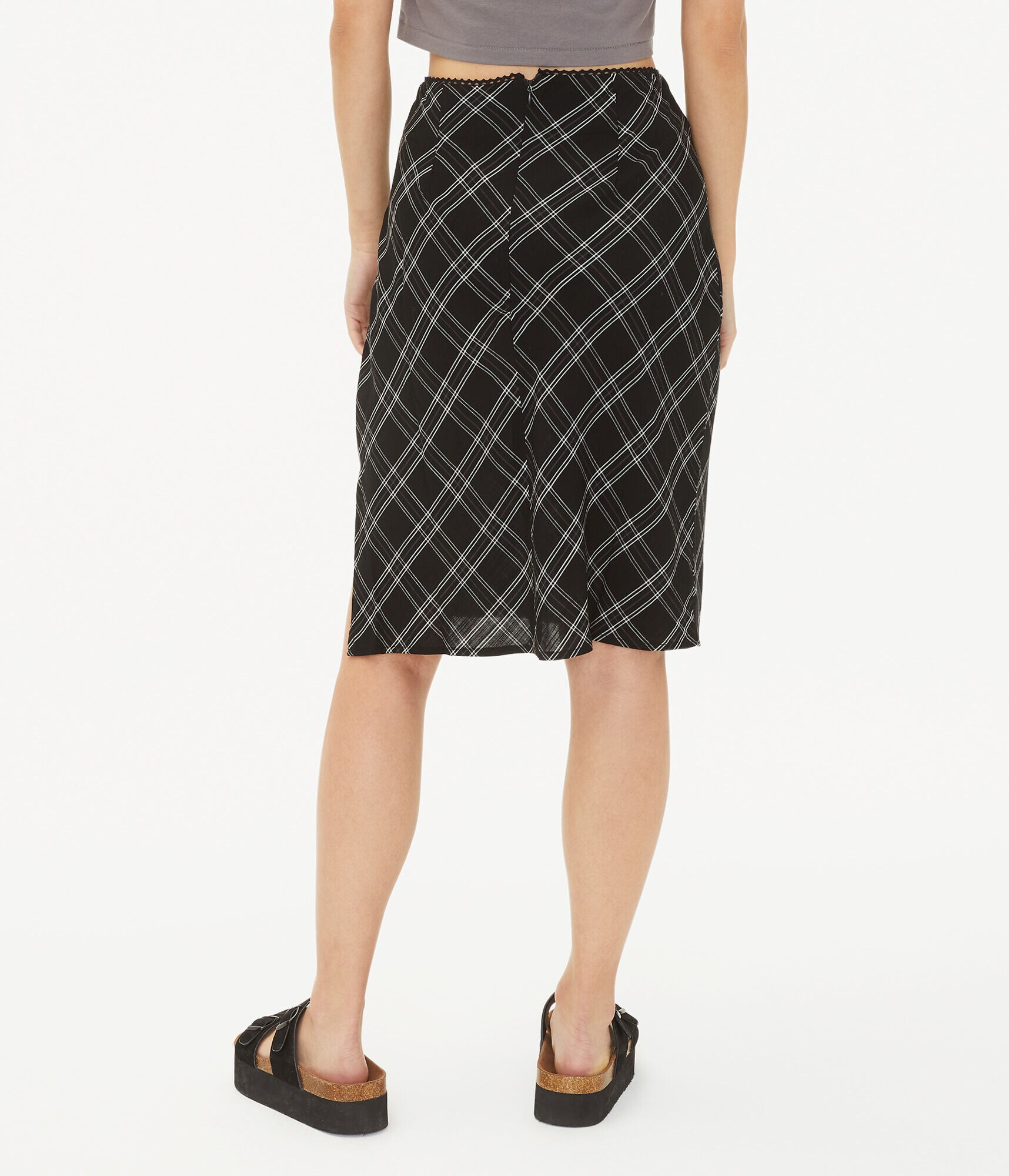 Plaid High-Waisted Slip Skirt