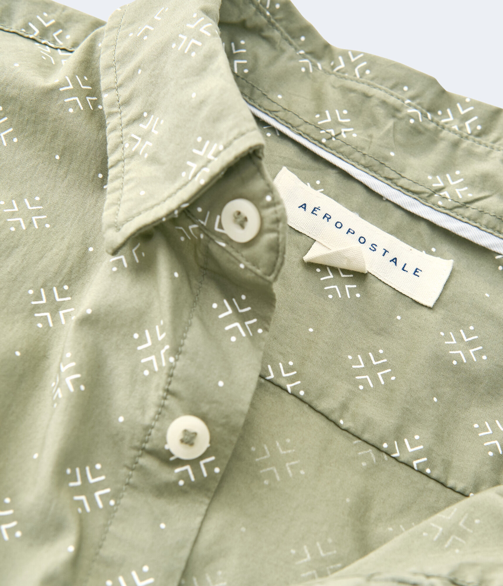 Geometric Diamond-Print Button-Down Shirt