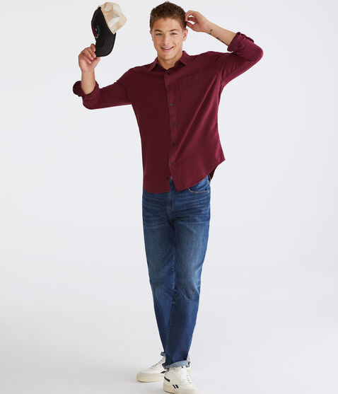 Long Sleeve Solid Flannel Shirt