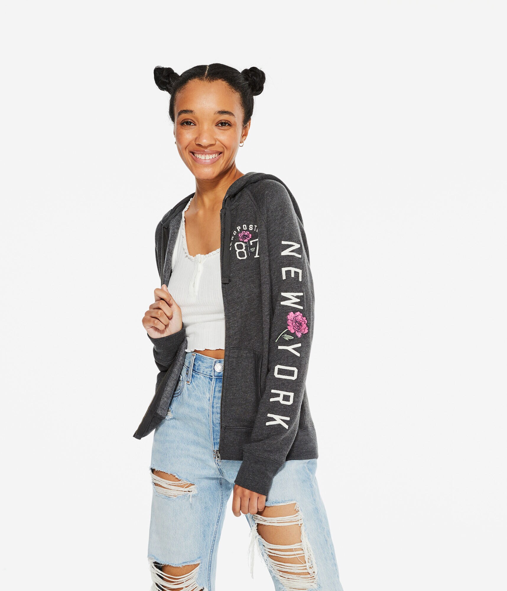 Aeropostale 87 Flower Full-Zip Hoodie