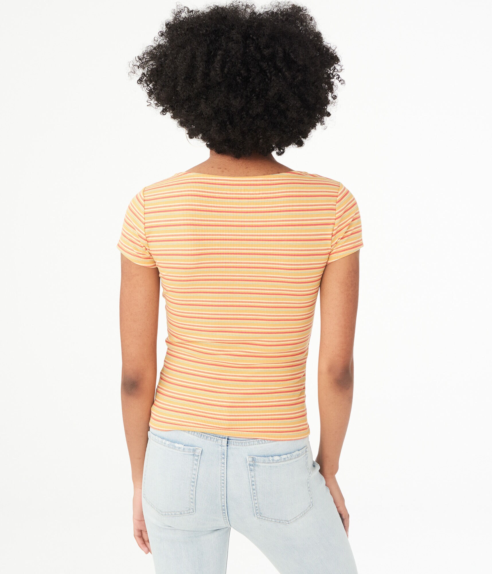 Seriously Soft Striped Lace-Up Bodycon Top