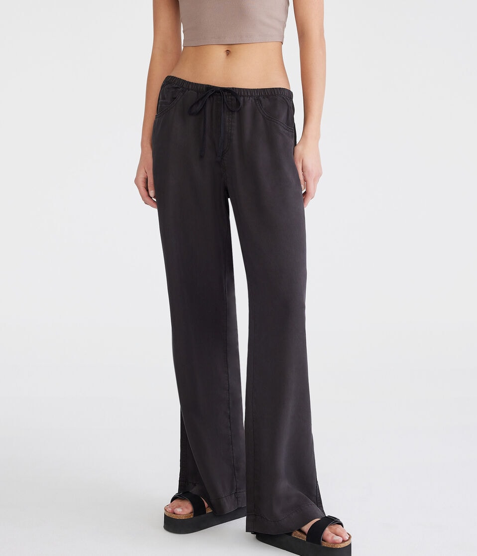 Low-Rise Wide Leg Drawstring Pants