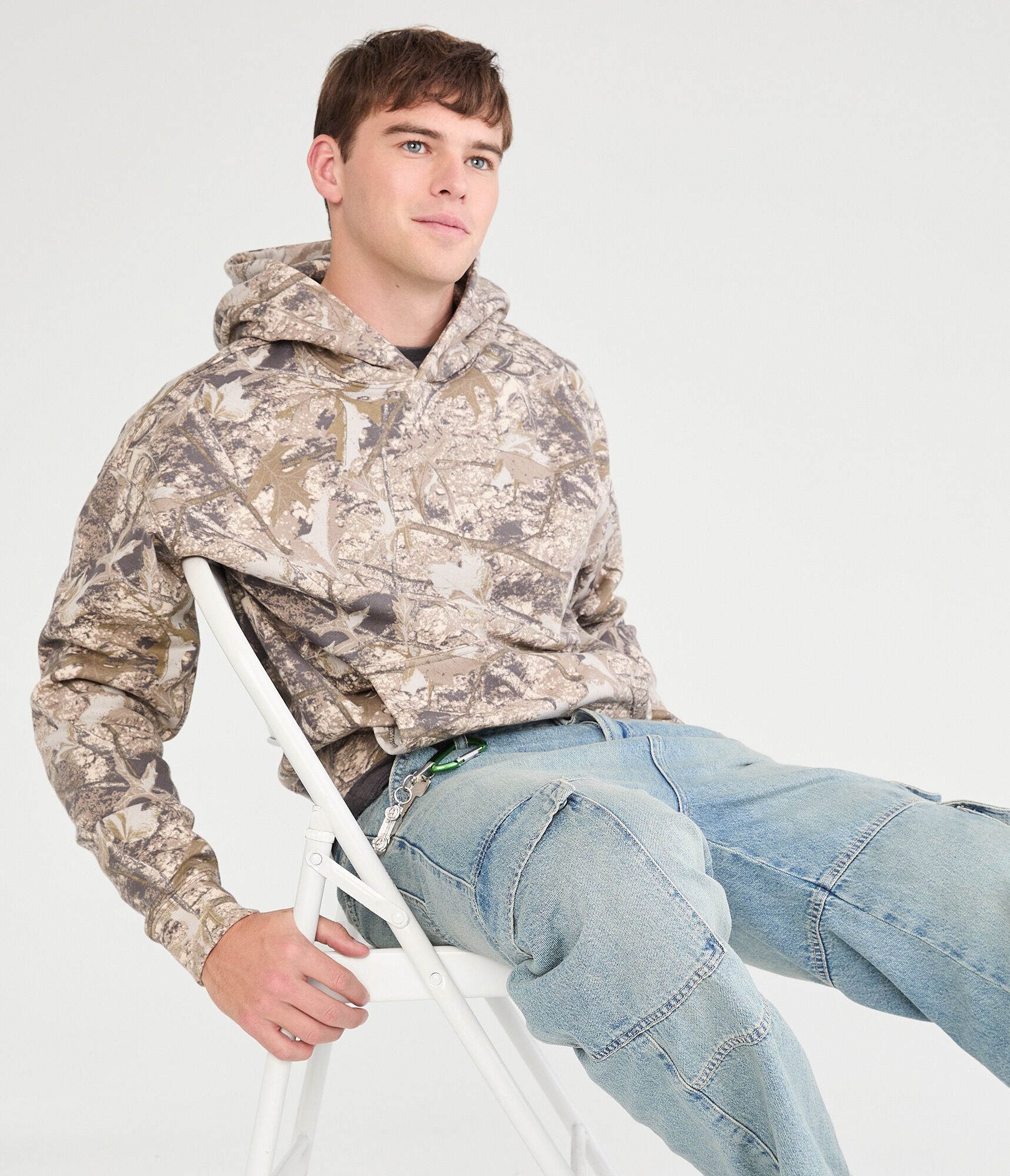 Cloud Soft Forest Camo Boxy Pullover Hoodie