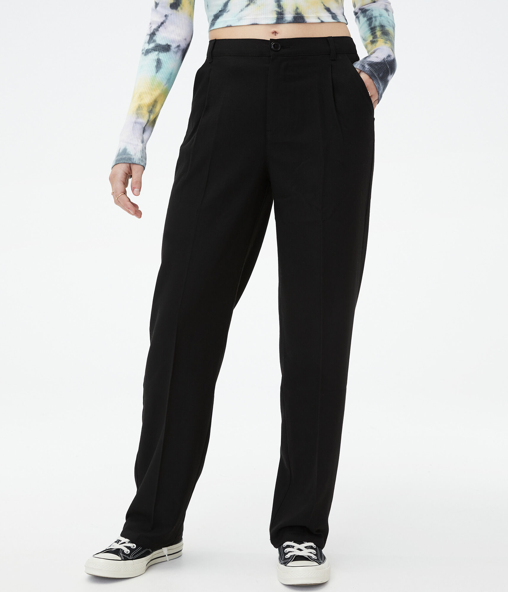 Loose HighWaisted Twill Pants