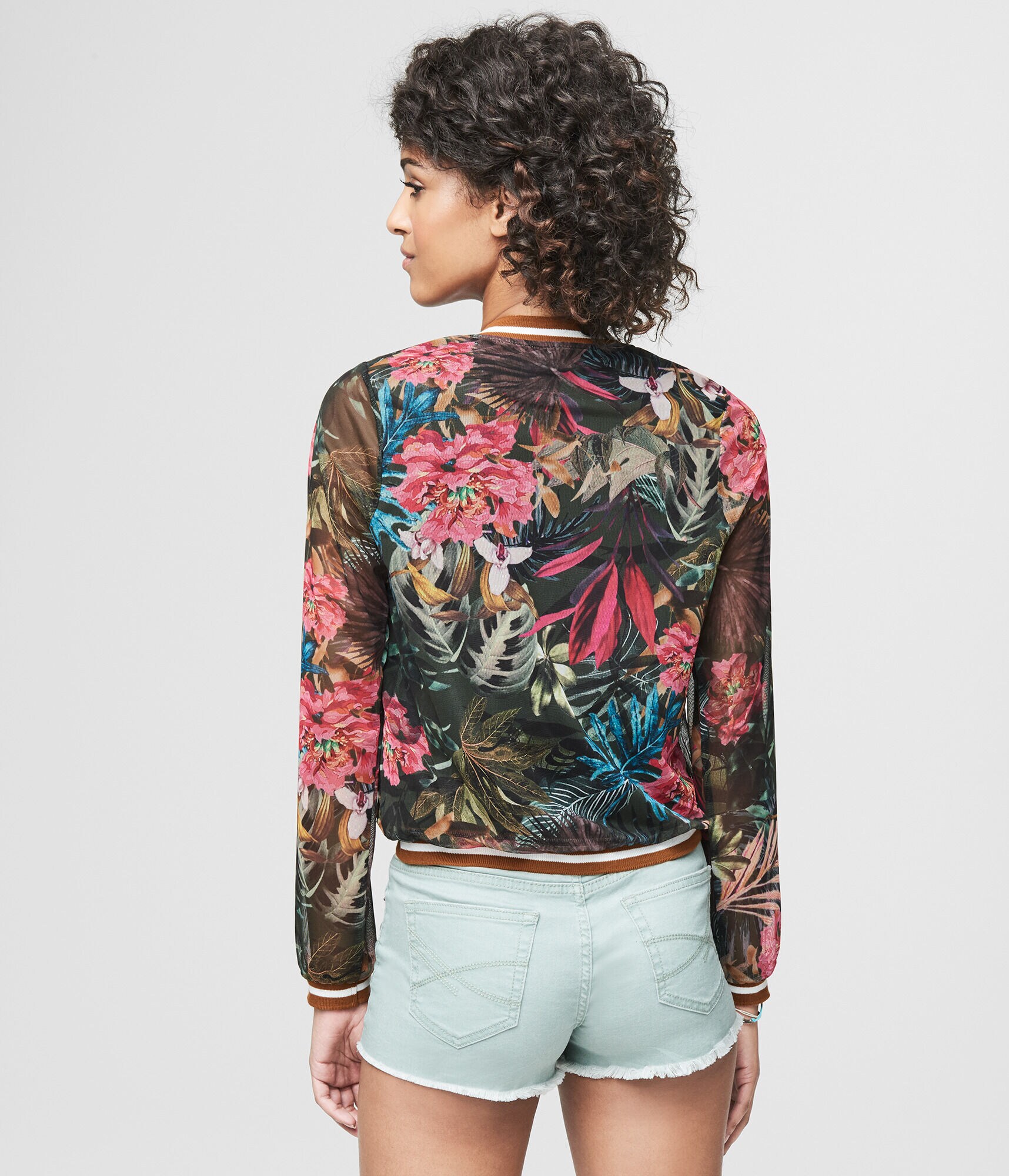 Tropical Mesh Bomber Jacket