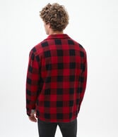 Long Sleeve Sherpa-Lined Buffalo Plaid Flannel Button-Down Shirt
