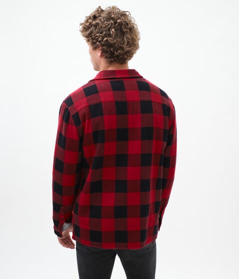 Long Sleeve Sherpa-Lined Buffalo Plaid Flannel Button-Down Shirt Long Sleeve Sherpa-Lined Buffalo Plaid Flannel Button-Down Shirt