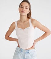 Solid Square-Neck Corset Tank