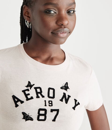 Aero NY Butterfly Flocked Graphic Tee Aero NY Butterfly Flocked Graphic Tee