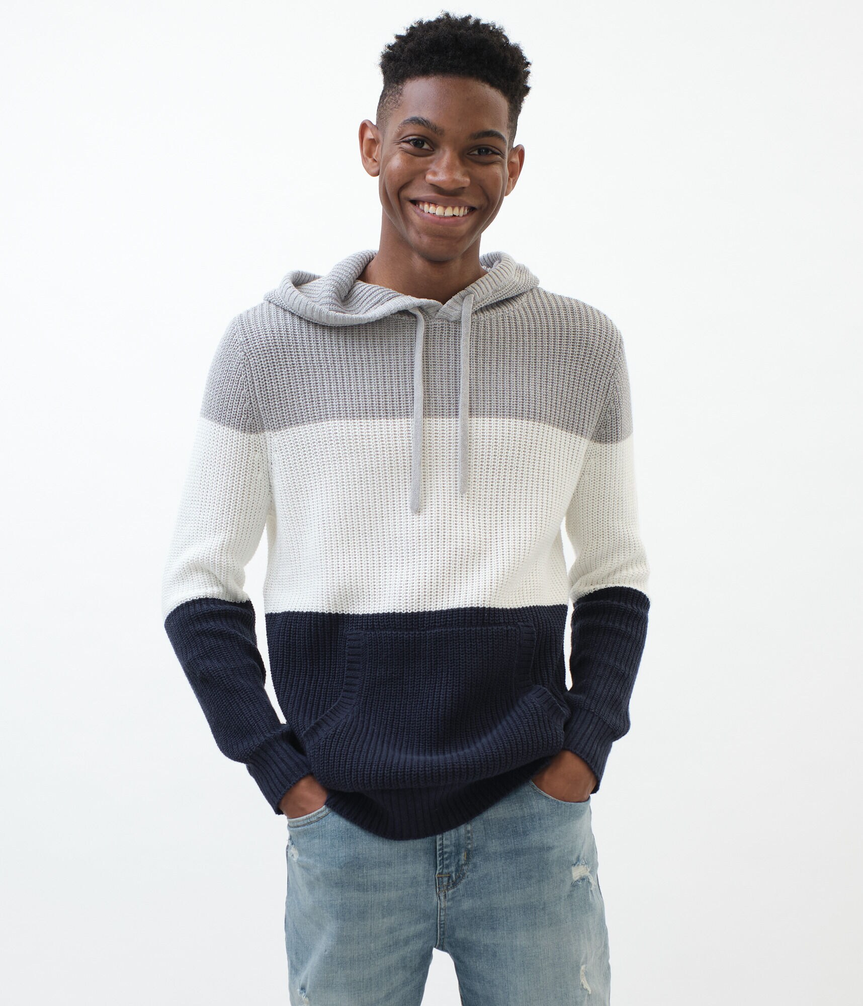 Colorblocked Hooded Sweater***