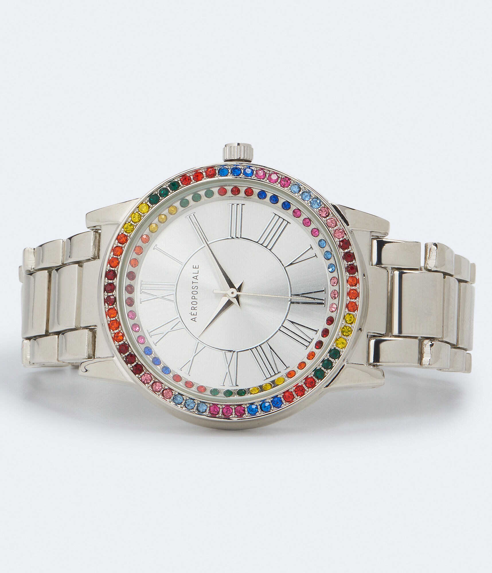 Metal Rainbow Rhinestone Bezel Analog Watch
